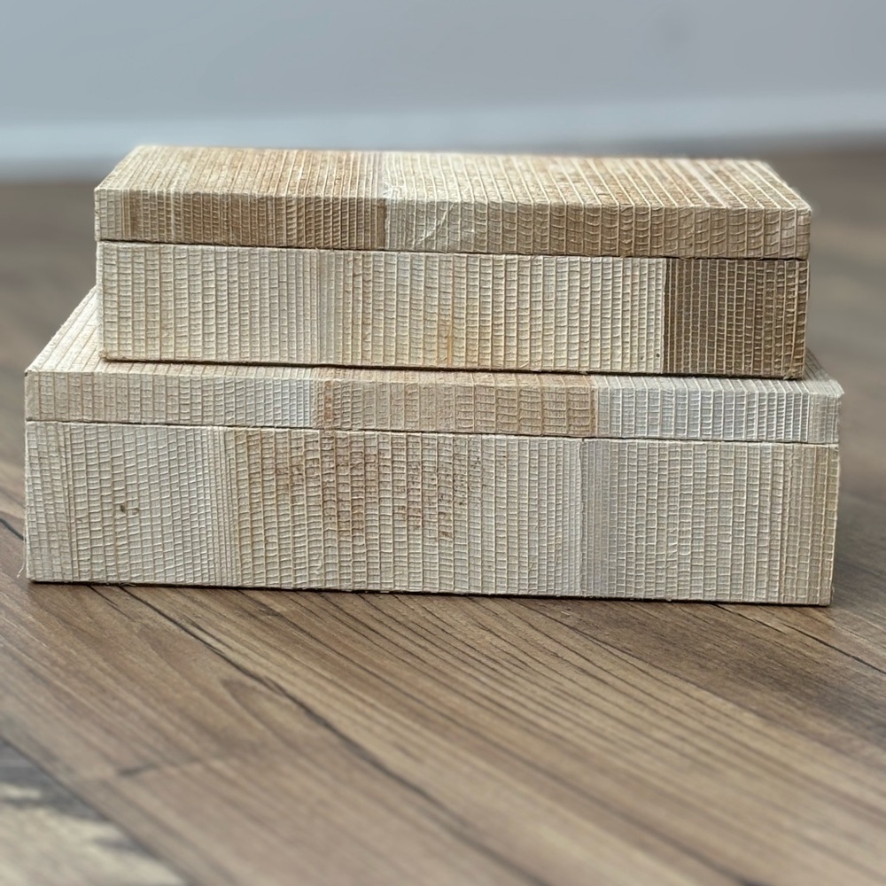 Textured Wooden Storage Boxes